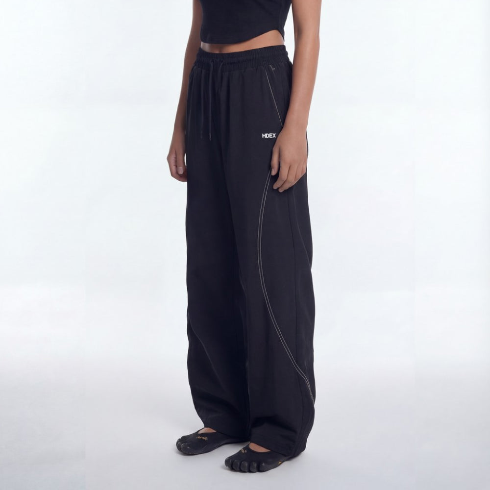 Womens Stich Curyed 尼龍運動長褲 黑色