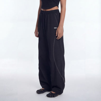 Womens Stich Curyed 尼龍運動長褲 黑色