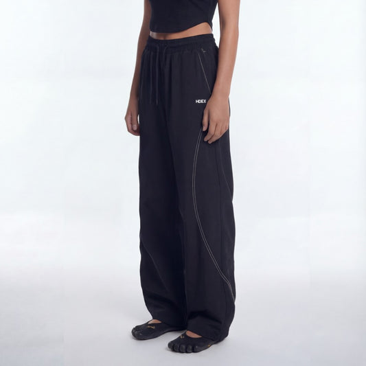 Womens Stich Curyed 尼龍運動長褲 黑色