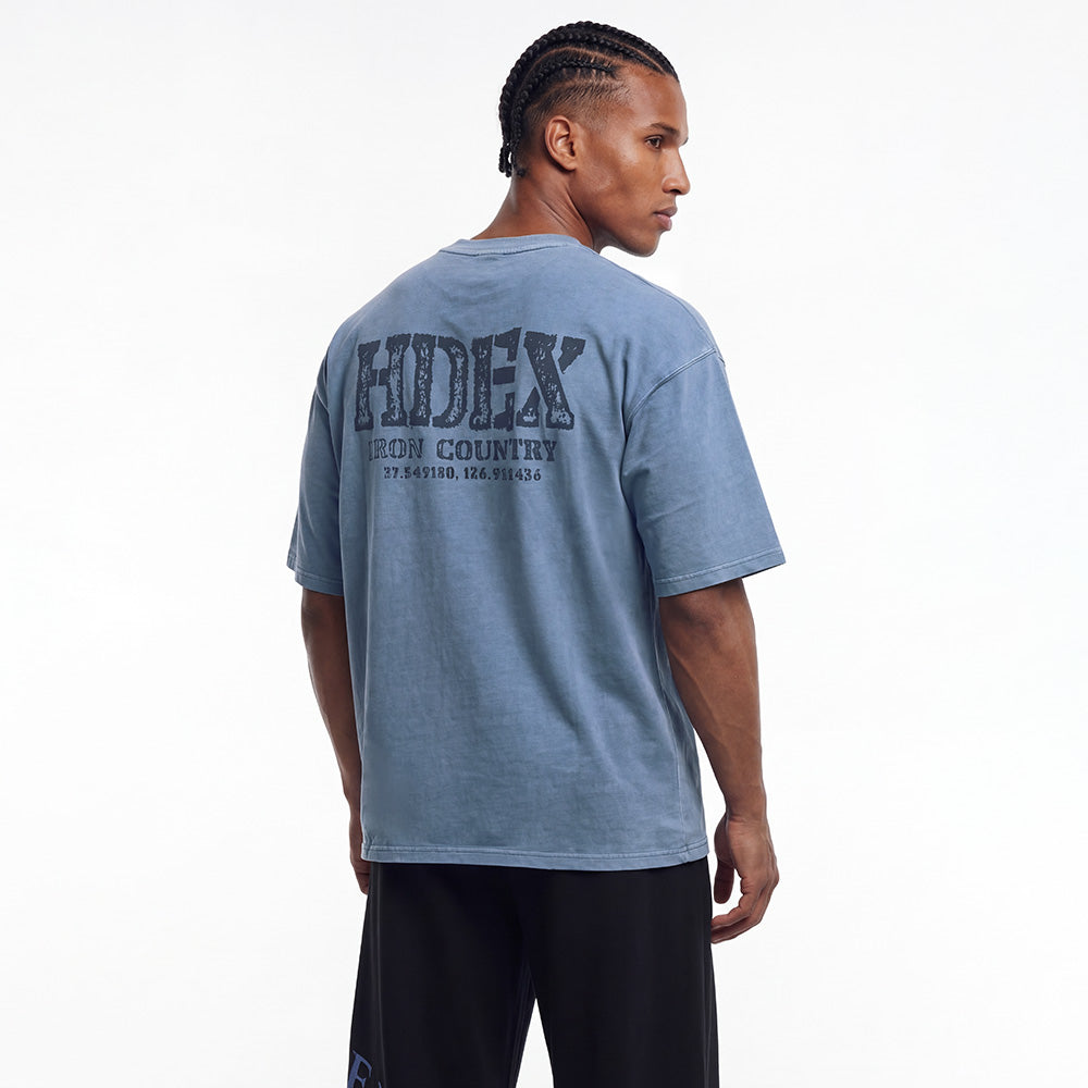 Core Back Logo Gint Fit 水洗復古風短袖上衣 霧藍色