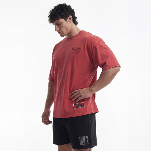 Core Back Logo Gint Fit 水洗復古風短袖上衣 深紅色