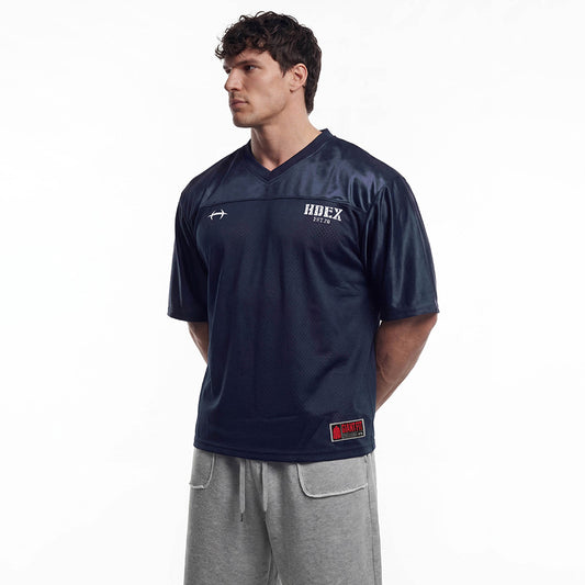 Core Rugby Overfit 美式透氣網眼運動上衣 深藍色