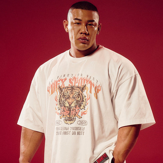 【新品早鳥優惠】Strong Dexter Giant Fit 老虎印花運動短袖上衣 白色