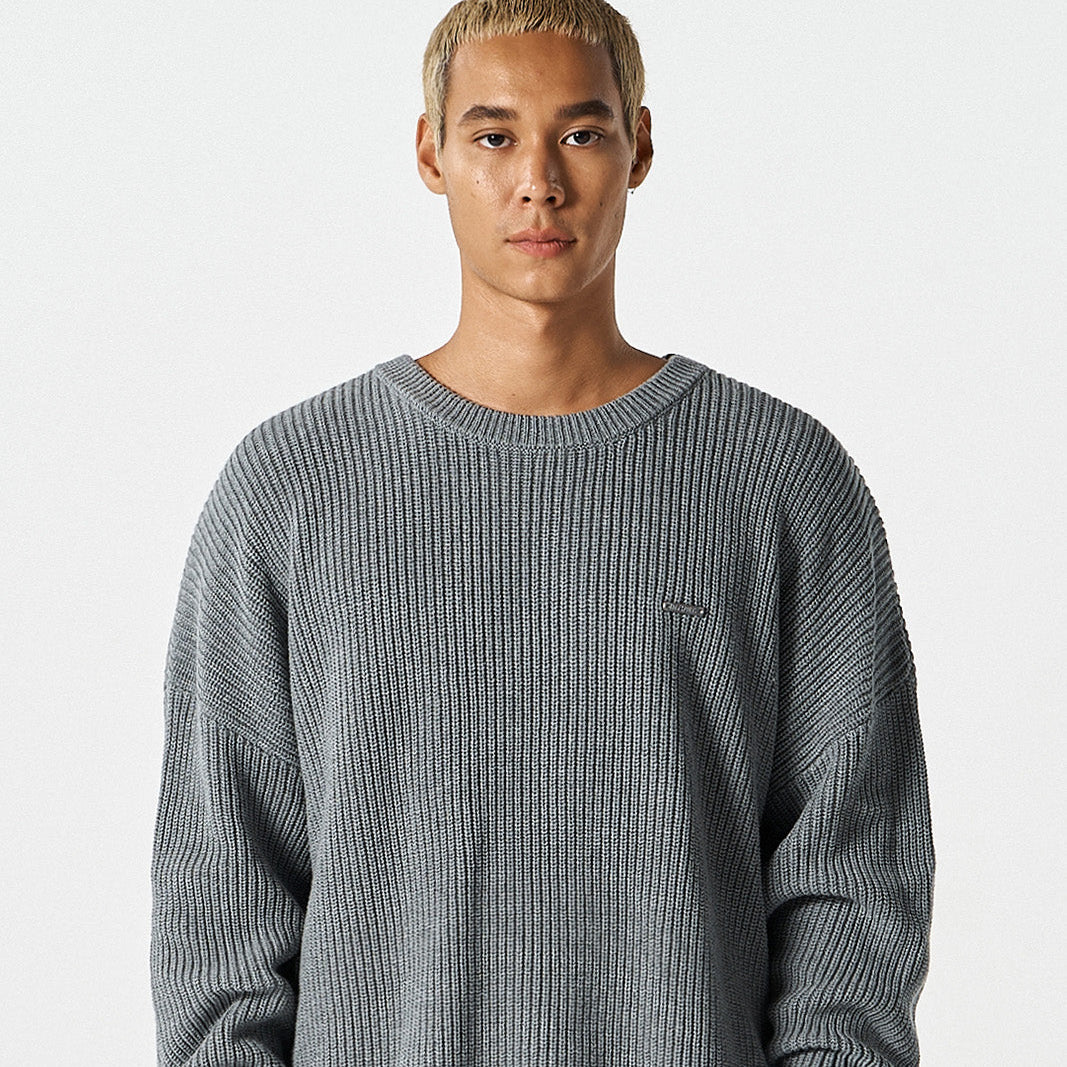 【早鳥優惠】Damage Pullover 街頭風純棉毛衣 灰色