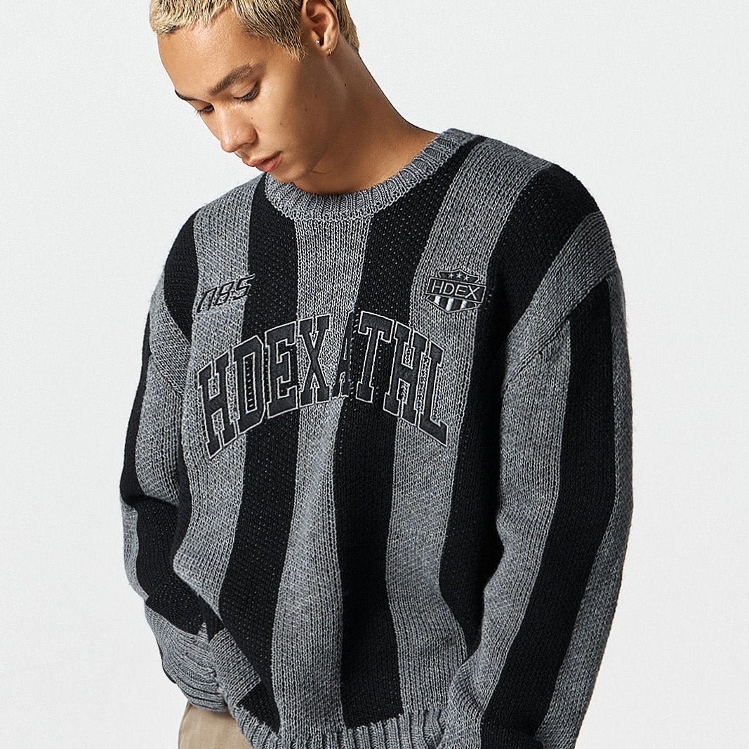 【早鳥優惠】Athletic Stripe 條紋撞色毛衣 黑色