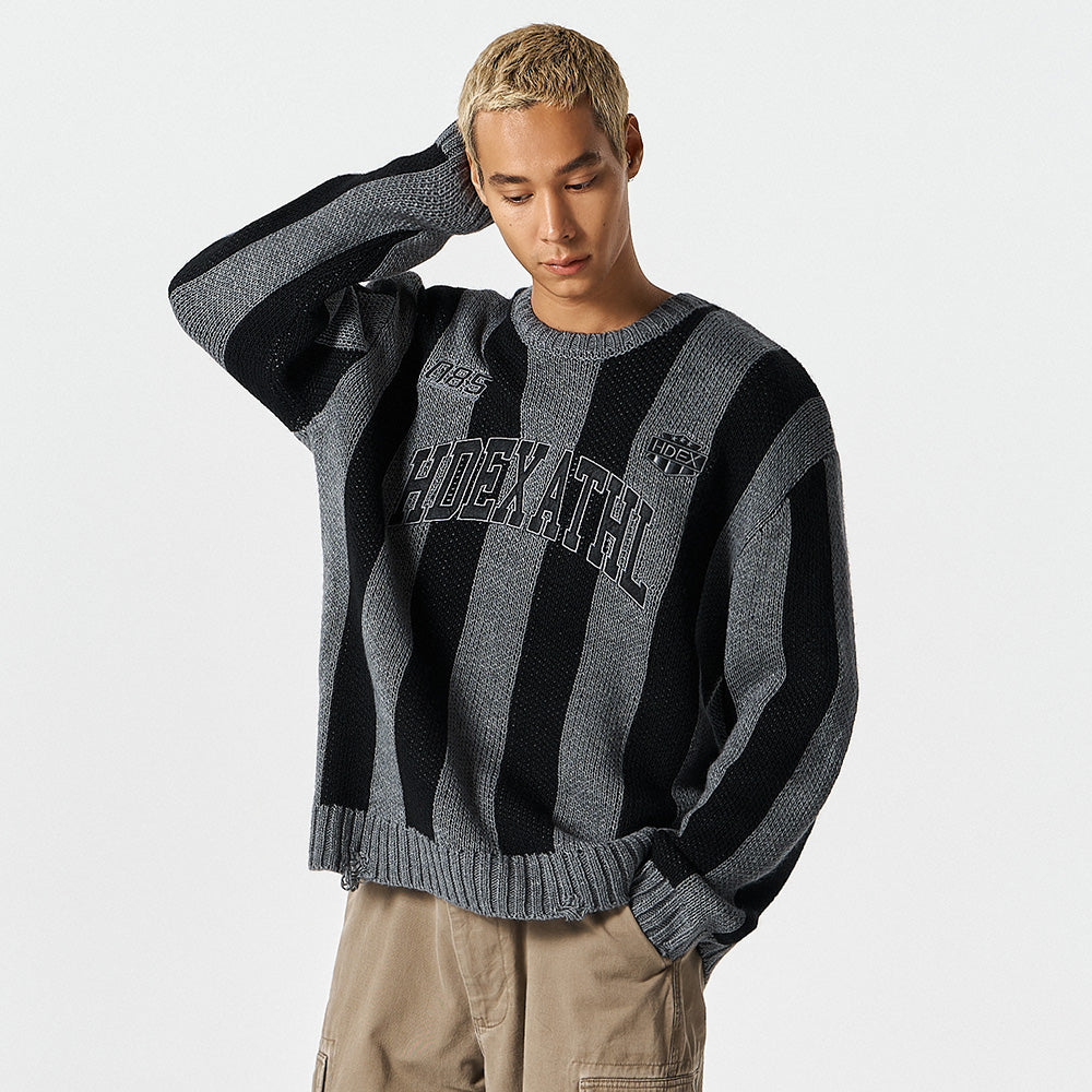 【早鳥優惠】Athletic Stripe 條紋撞色毛衣 黑色