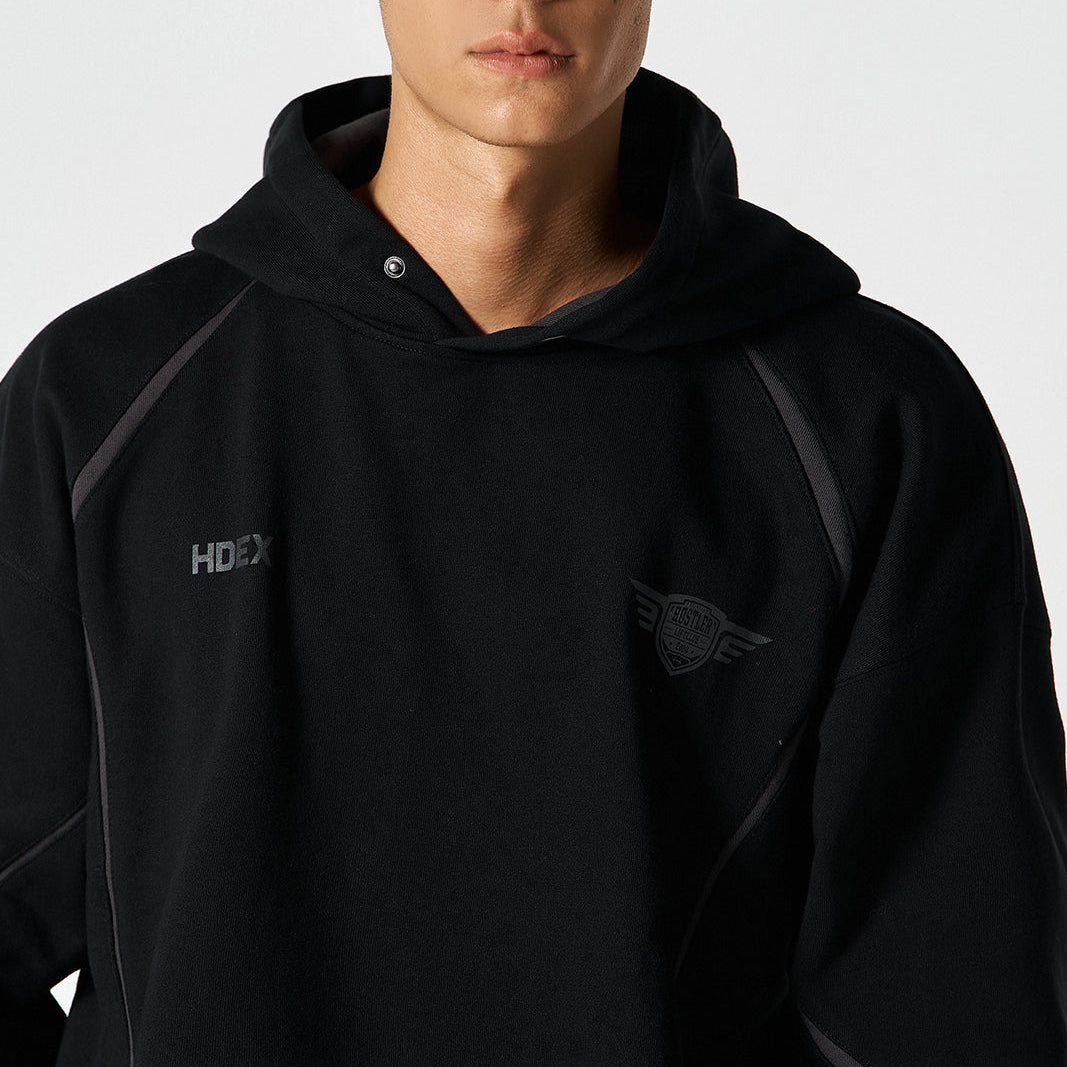 【早鳥優惠】Winged Logo Color Block 滾邊運動連帽上衣 黑色(男女同款)