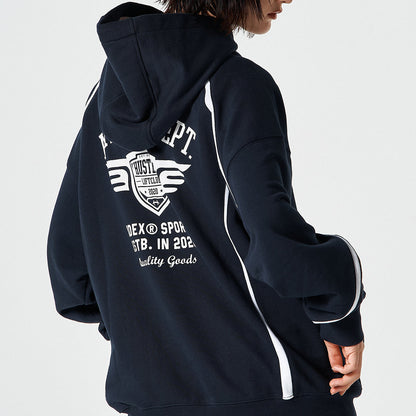 【早鳥優惠】Winged Logo Color Block 滾邊運動連帽上衣 深藍色(男女同款)