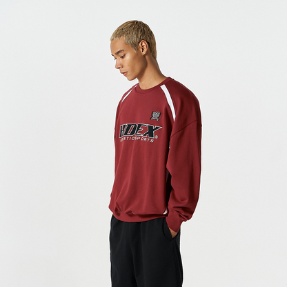 【早鳥優惠】Origin Color Block 滾邊撞色長袖上衣 櫻桃紅