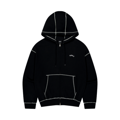 Contrast Stitch 休閒連帽外套 黑色