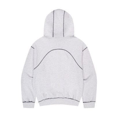 Contrast Stitch 休閒連帽外套 麻灰白