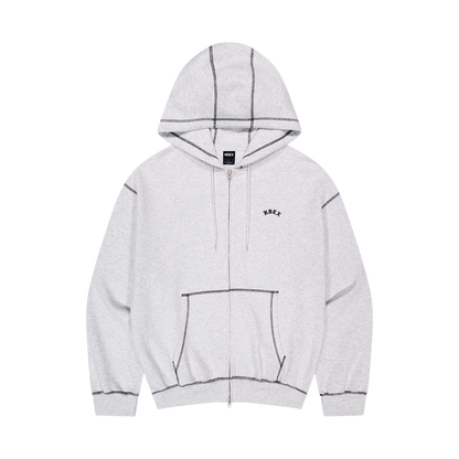 Contrast Stitch 休閒連帽外套 麻灰白