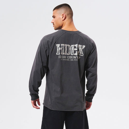 【新品預購】Core Back Logo 水洗復古風長袖上衣 深灰色