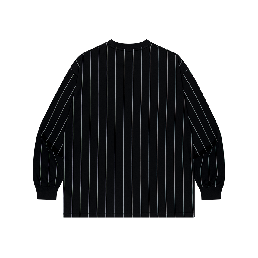 Stripe Sports 美式條紋休閒長袖上衣 黑色