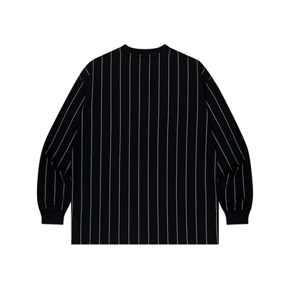 Stripe Sports 美式條紋休閒長袖上衣 黑色