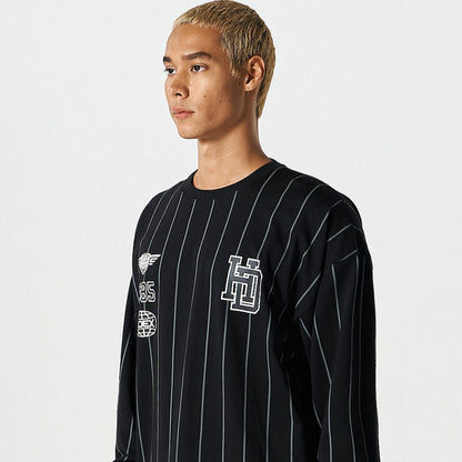 Stripe Sports 美式條紋休閒長袖上衣 黑色