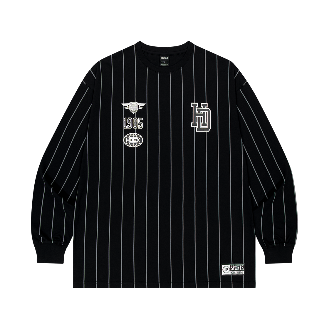 Stripe Sports 美式條紋休閒長袖上衣 黑色