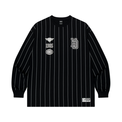 Stripe Sports 美式條紋休閒長袖上衣 黑色