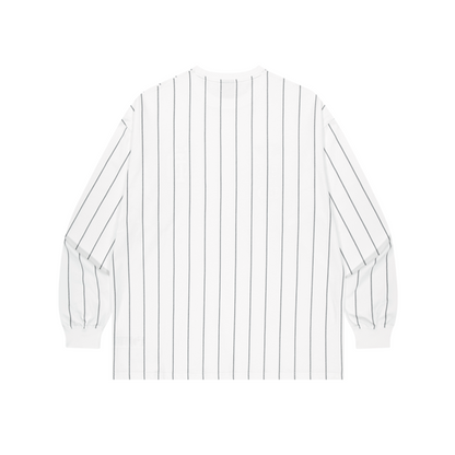 Stripe Sports 美式條紋休閒長袖上衣 白色