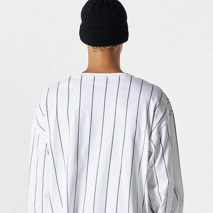 Stripe Sports 美式條紋休閒長袖上衣 白色
