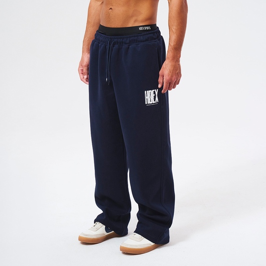 【新品預購】Crack Printed 直筒運動長褲 深藍色