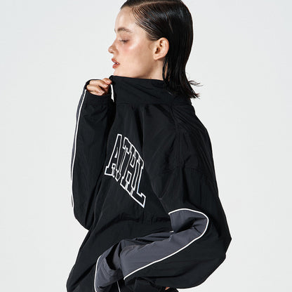 【早鳥優惠】Athletic Color 滾邊撞色尼龍防風外套 黑色(男女同款)