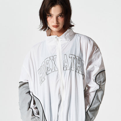 【早鳥優惠】Athletic Color 滾邊撞色尼龍防風外套 白色(男女同款)