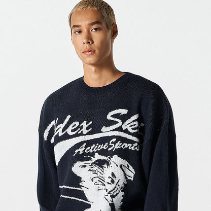 【早鳥優惠】Over Fit Ski  混羊毛針織毛衣 深藍色(男女同款)