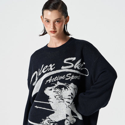 【早鳥優惠】Over Fit Ski  混羊毛針織毛衣 深藍色(男女同款)