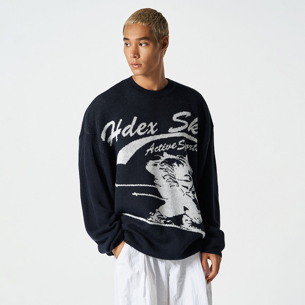 【早鳥優惠】Over Fit Ski  混羊毛針織毛衣 深藍色(男女同款)