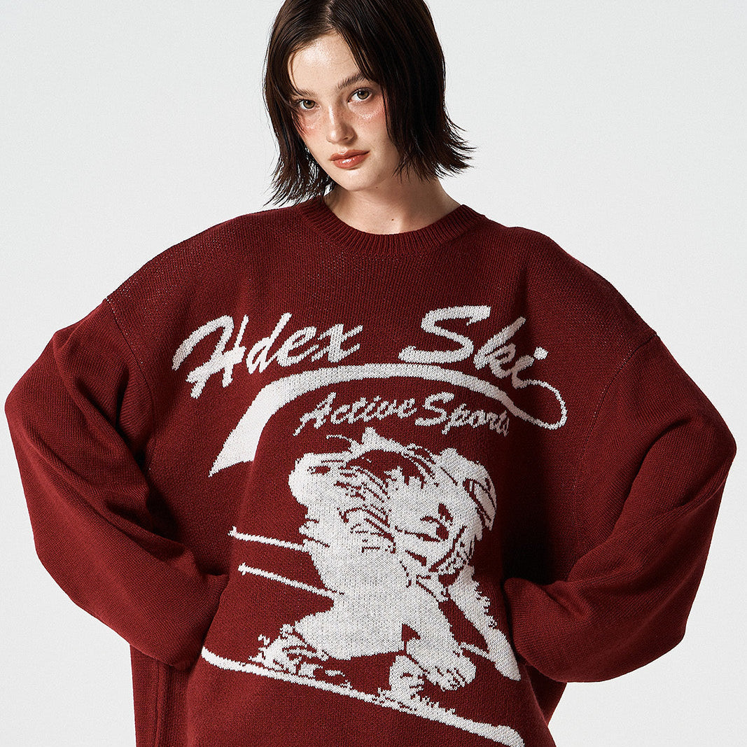 【早鳥優惠】Over Fit Ski  混羊毛針織毛衣 櫻桃紅(男女同款)