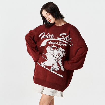 【早鳥優惠】Over Fit Ski  混羊毛針織毛衣 櫻桃紅(男女同款)