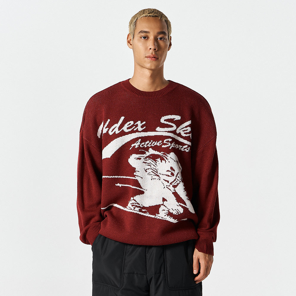 【早鳥優惠】Over Fit Ski  混羊毛針織毛衣 櫻桃紅(男女同款)