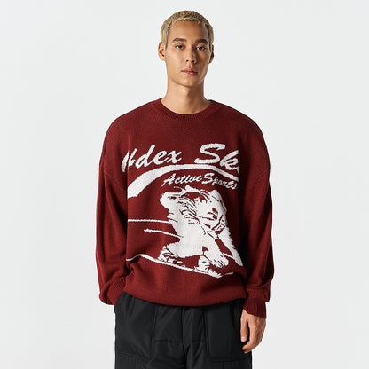 【早鳥優惠】Over Fit Ski  混羊毛針織毛衣 櫻桃紅(男女同款)