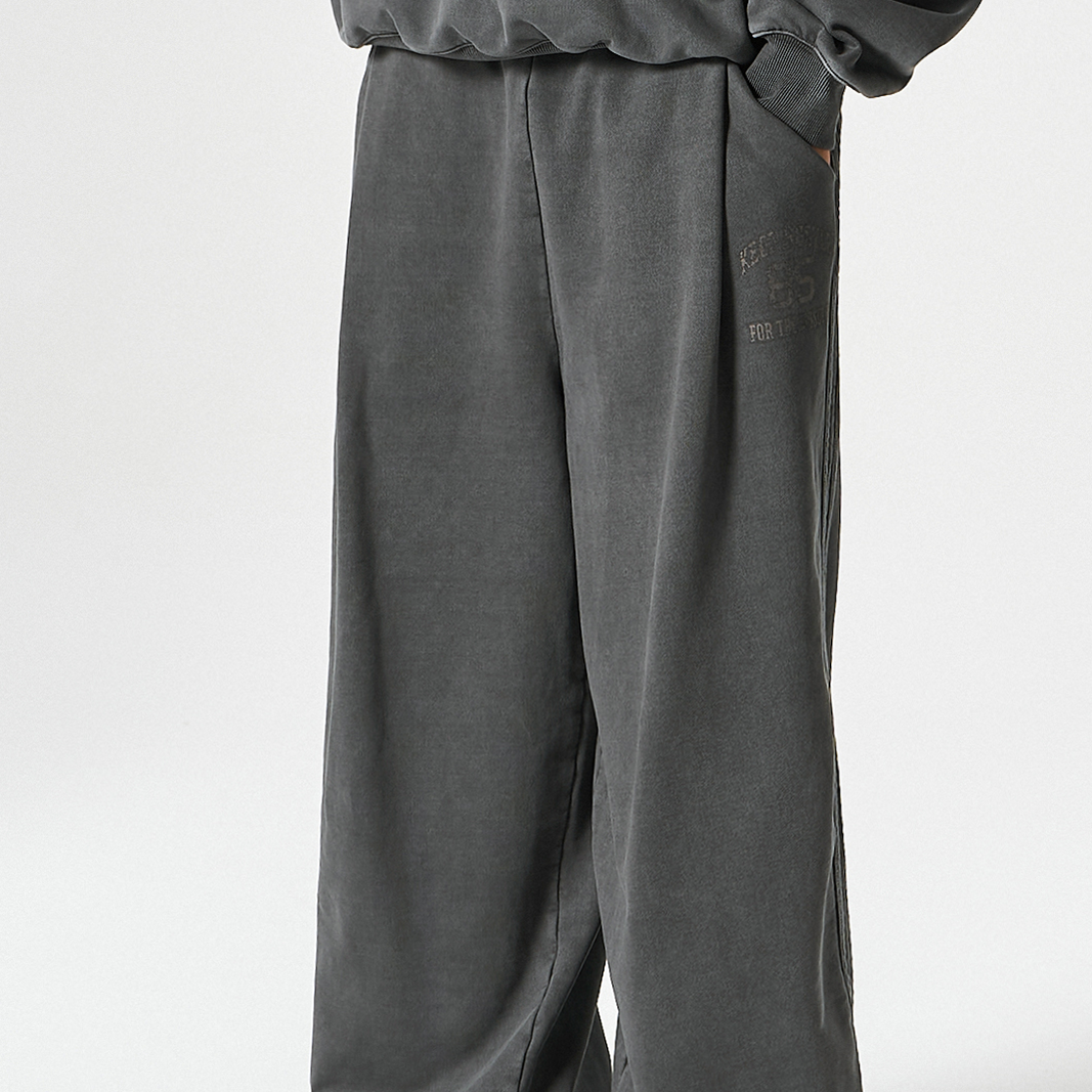 【早鳥優惠】Pigment Wide 水洗復古風寬鬆運動長褲 鐵灰色