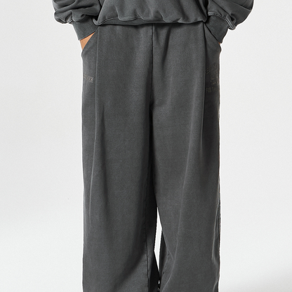 【早鳥優惠】Pigment Wide 水洗復古風寬鬆運動長褲 鐵灰色