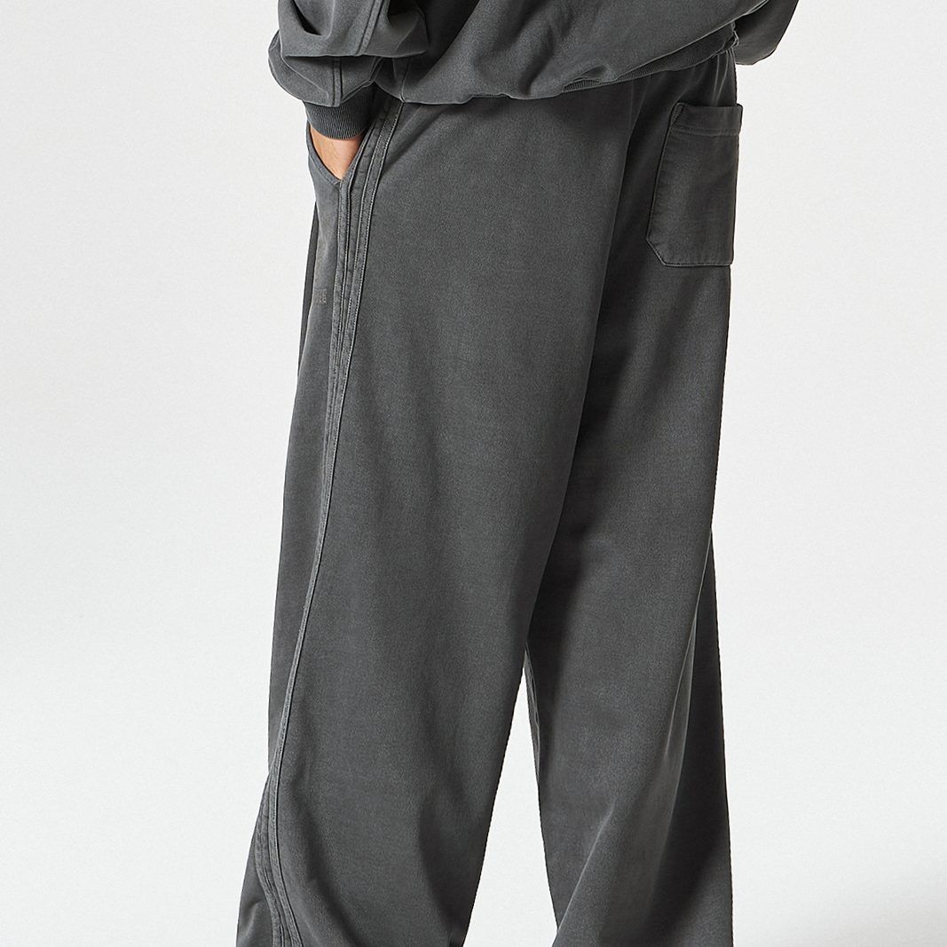 【早鳥優惠】Pigment Wide 水洗復古風寬鬆運動長褲 鐵灰色