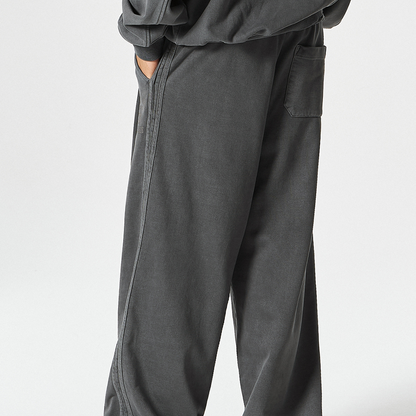 【早鳥優惠】Pigment Wide 水洗復古風寬鬆運動長褲 鐵灰色