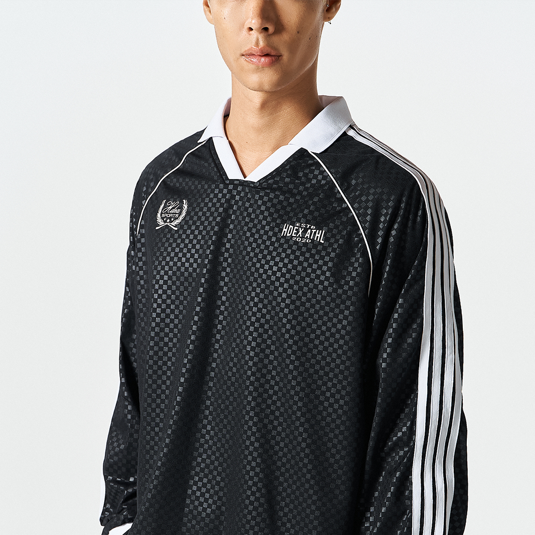 【早鳥優惠】Football Jersey 滾邊撞色長袖上衣 黑色(男女同款)