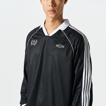 【早鳥優惠】Football Jersey 滾邊撞色長袖上衣 黑色(男女同款)