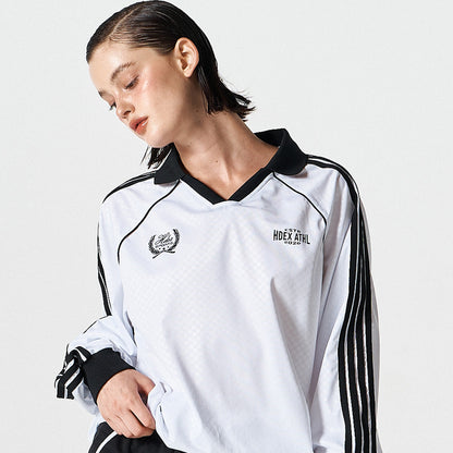 【早鳥優惠】Football Jersey 滾邊撞色長袖上衣 白色(男女同款)