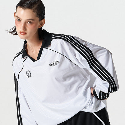 【早鳥優惠】Football Jersey 滾邊撞色長袖上衣 白色(男女同款)