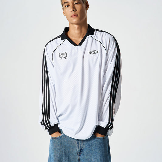 【早鳥優惠】Football Jersey 滾邊撞色長袖上衣 白色(男女同款)