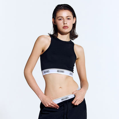 Banding Retreat Modal 短版削肩背心 黑色