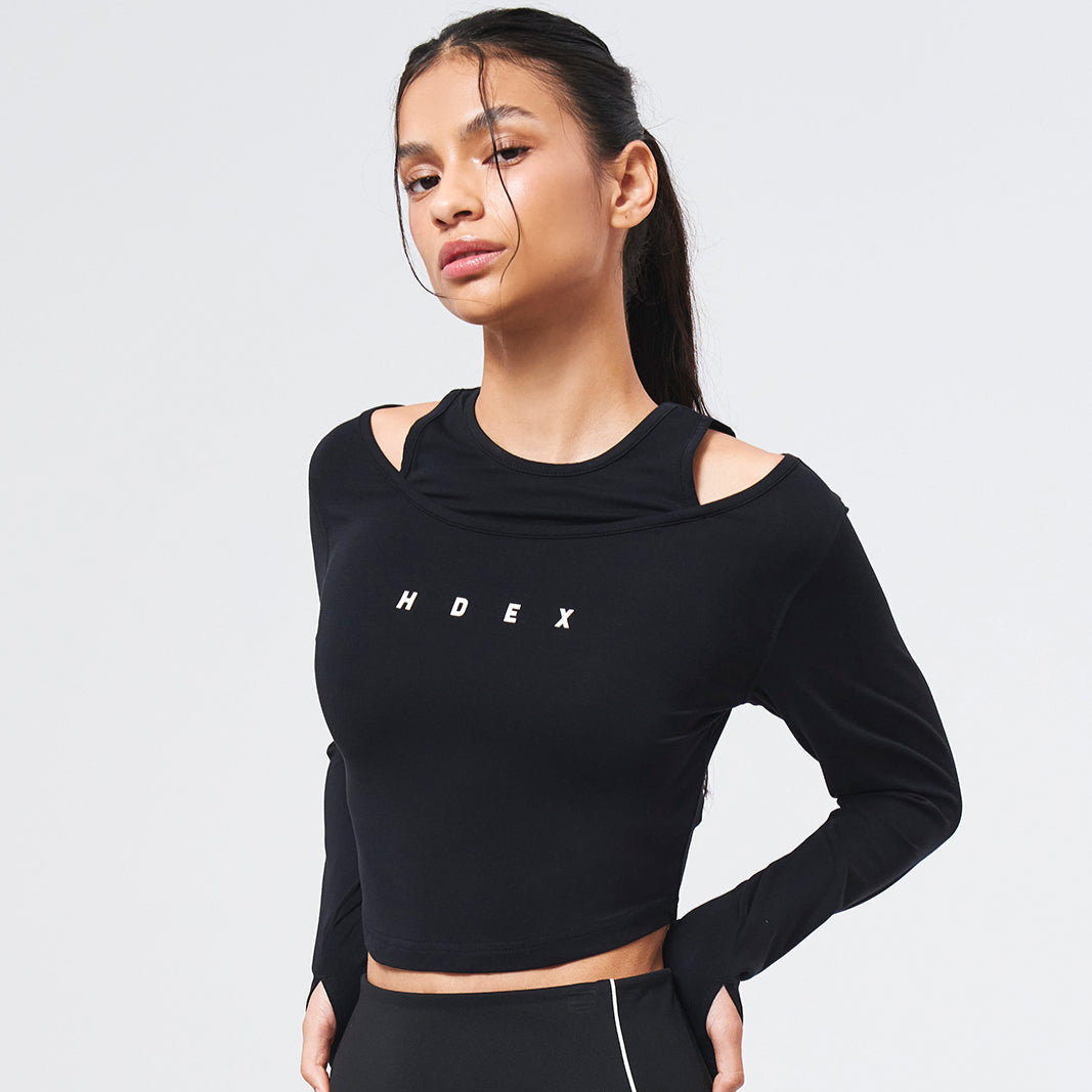【新品預購】Womens Brisen Layered  假兩件式長袖上衣 黑色