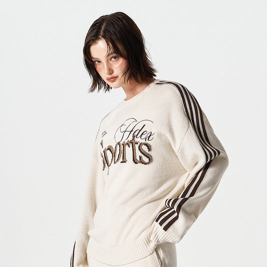 【早鳥優惠】Womens 滾邊休閒寬鬆混羊毛針織上衣 象牙白