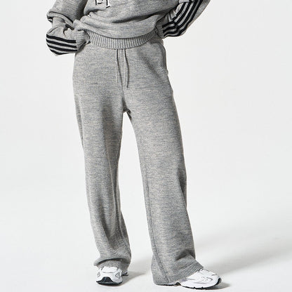 【早鳥優惠】Womens Knit 寬鬆針織長褲 麻花灰