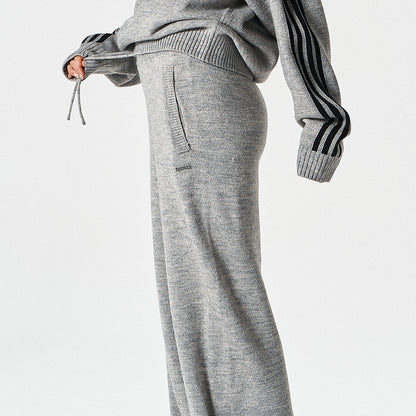 【早鳥優惠】Womens Knit 寬鬆針織長褲 麻花灰