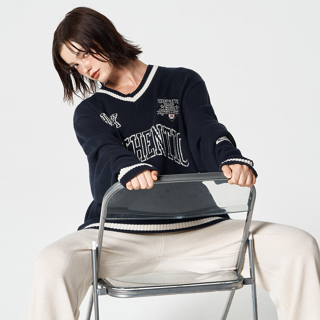 【早鳥優惠】Womens Rugby 混羊毛針織毛衣 深藍色