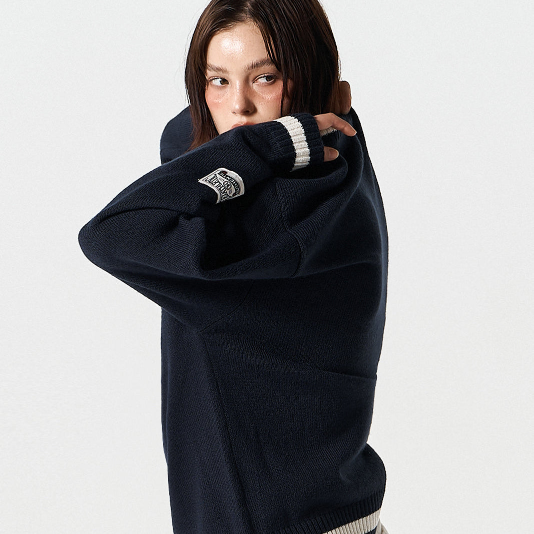 【早鳥優惠】Womens Rugby 混羊毛針織毛衣 深藍色